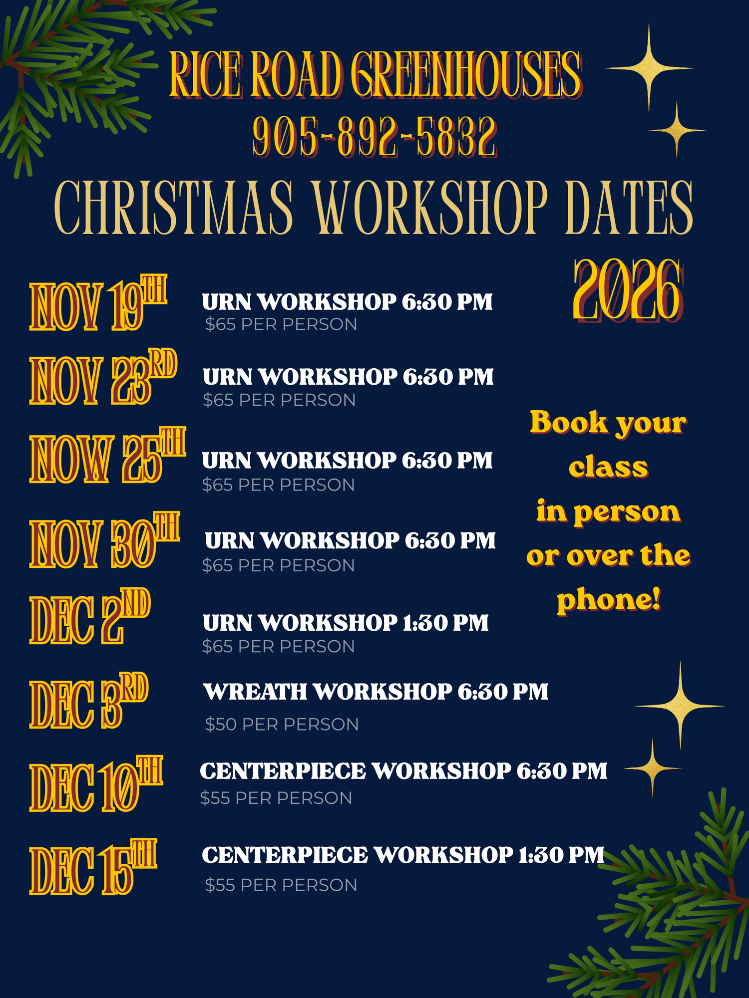 Book your Christmas Workshop today!
