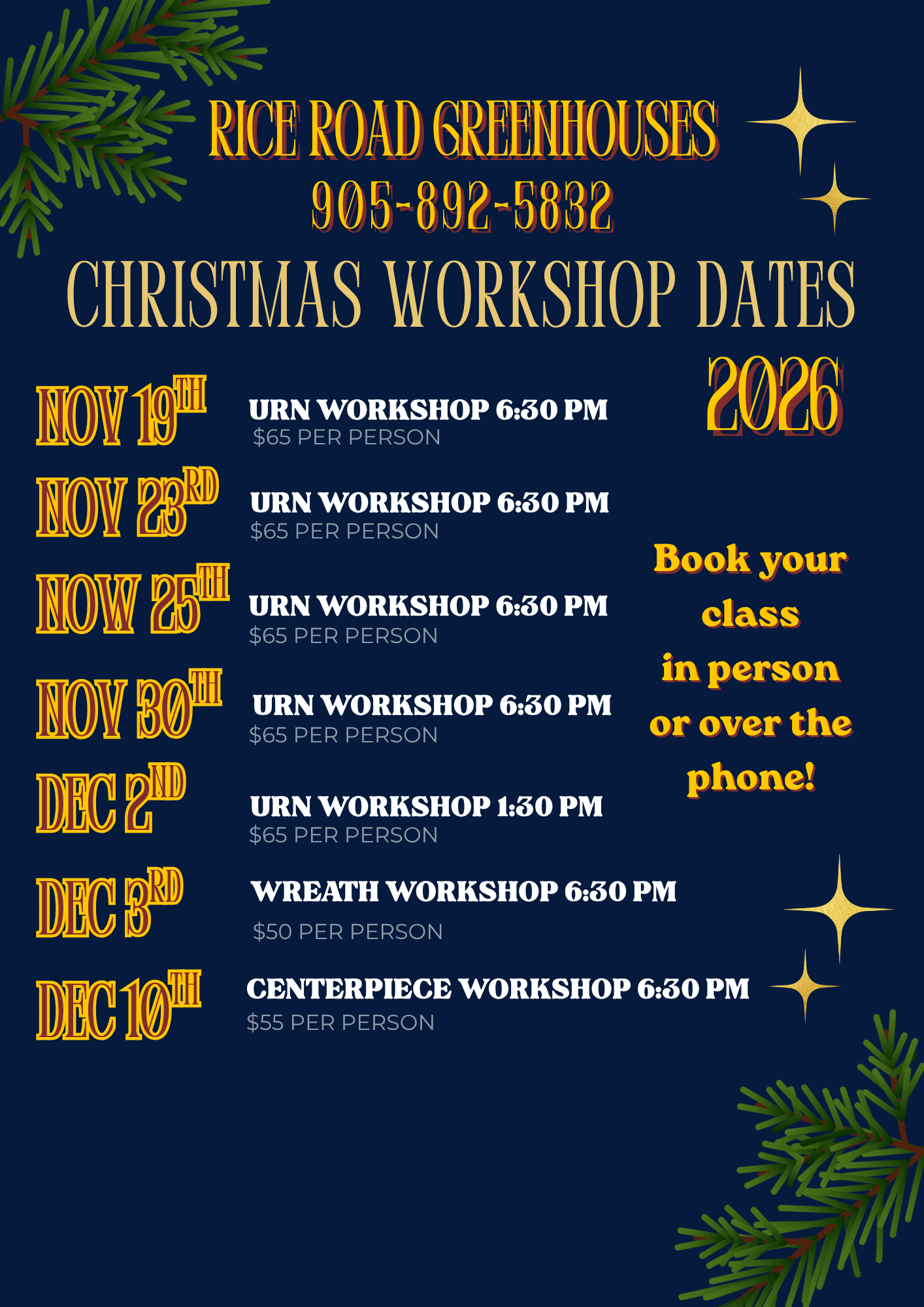 Book your Christmas Workshop today!